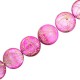 Shell bead 20mm round flat gold line Purple pink